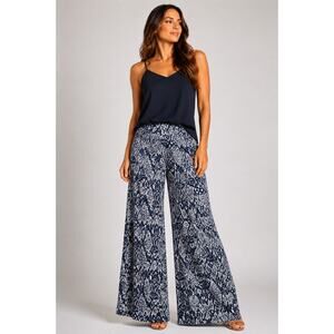 Iman Wide Leg Boho Print Pants Stretch Jersey Knit XS Flowy Lounge